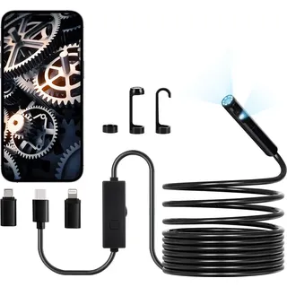 Vevor Endoskopkamera 1920P HD mit 8+1 LED-Licht, 2-fachem Zoom, 5 m Kabel, wasserdicht IP67