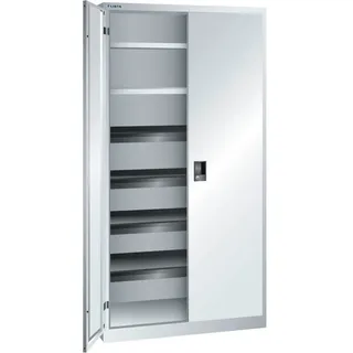 LISTA Flügeltürschrank, (BxTxH) 1000x580x1950mm, 4 Auszug-, 2 Verstellböden, lichtgrau, RFID Lock