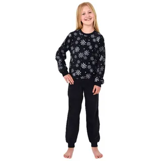normann Warmer Mädchen Schlafanzug Pyjama aus Coralfleece in navy | 164
