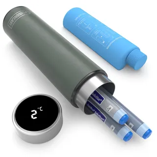 DISONCARE 60H Insulin Pen Kühltasche,2-8 Grad Touch-Display Temperaturanzeige Kühler Tragbaren Medikamente Kühlbox Reise TSA | Diabetiker Tasche mit 2 Kühlakkus(Grün)