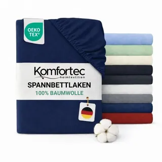 Komfortec Spannbettlaken Jersey 90 x 200 cm Blau
