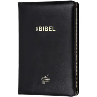 Christliche Literaturverbreitung Schlachter 2000 Bibel - Standardausgabe (Kalbsleder, Goldschnitt, mit Reißverschluss, schwarz)