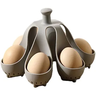 Eierkocher aus Silikon, Freistehender Eierkocher für 4/6 Eier, Hartgekochter Eierkocher, Aufbewahrung und Eierhalter, Egg Cooker Küchenhelfer, Silikon Eierkocher für Küche (6 Eier)