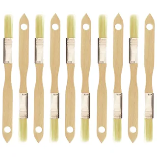 teemando® 10 X Haushaltspinsel, flach, 0,5 Zoll 18 x 1,5 cm, ein Backpinsel mit Naturborsten aus Buchenholz