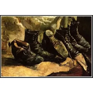 Drei Paar Schuhe 1886 Malen nach Vincent Van Gogh Malen nach Zahlen für Erwachsene Anfänger DIY Digital Malen nach Zahlen Kits auf Leinwand 40 x 50 cm