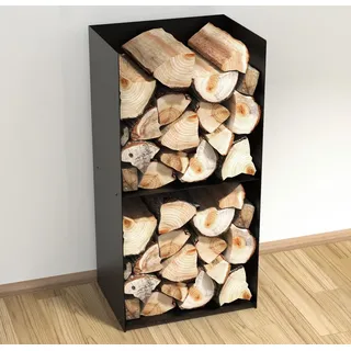 teileplus24 Kaminholzregal Metall Innen Außen Schwarz