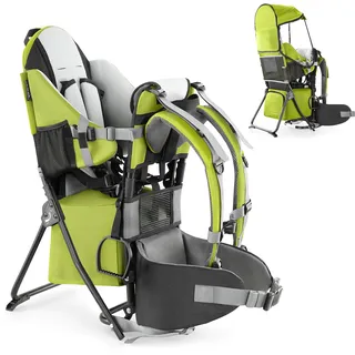 besrey Kraxe Kindertrage mit Aufbewahrungstasche, tragbare Kinderrückentrage für Reise, Kinderkraxe wandern für 6-36 Monate, Tragesitz bis 25 kg, zusammenklappbare (Hellgrün)