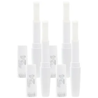 Maybelline New York Lippenpflege, Feuchtigkeitsspendender Pflegebalsam, Super Stay 24H, Transparent, 5 g (Packung mit 4)