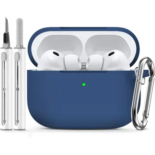 Inesore Compatible with AirPods Pro 3 Hülle with Cleaning Kit, Silicone Protective Case Cover for Apple Air Pods Pro 3rd (2025), Unisex Design - Navy Blue