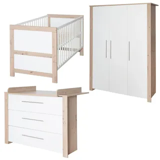 Roba Babyzimmer-Set, Weiß, Metall, Holz Optik, 6 Fächer, 3 Schubladen, 76x82x142 cm, Babymöbel, Babyzimmer-Sets