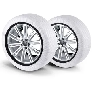 Walser Premium Textile Schneeketten nach EU Norm 16662-1 homologiert, Qualitätssieger Sehr Gut*, 2er Set Textilschneekette Snow Sock, Anti-Rutsch Auto Schneeketten, Car Snow Chains weiß