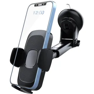 POEGO Handyhalterung Auto 360° Drehbar mit Saugnapf für Windschutzscheibe & Armaturenbrett, Längenverstellbar Universal für iPhone, Android, Smartphones 4,5" - 7"