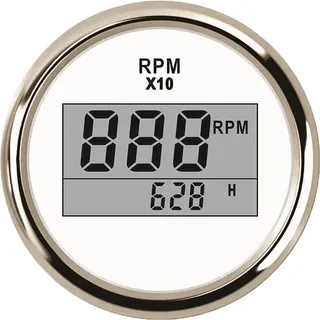 ELING Digitaler Drehzahlmesser mit Stundenzähler für Auto, LKW, Boot, Yacht, 0-9990 U/min, 52 mm mit Hintergrundbeleuchtung