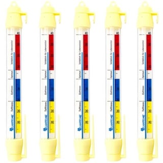 Lantelme Kühlschrankthermometer 21cm Kühlschrankthermometer Set, 5-tlg., 6487, markierte Temperaturen -45 bis +40 Grad Celsius gelb