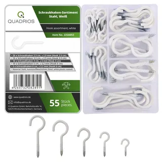 Quadrios 22SA053 Schraubhaken-Sortiment Weiß 55 Teile 55 St.