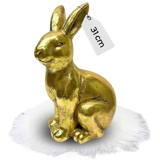 Bada Bing Deko Hase Gold 31 cm - Tischdeko Osterhase groß Frühling Garten - hochwertige Oster Dekoration fürs Wohnzimmer - Dekohase Antik Osterdeko Innen und Outdoor Haustür Geschenk