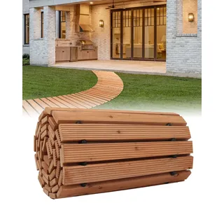 Vevor Rollweg Gartenweg Zedernholz 253 x 43 cm dekorative Trittplatten Braun