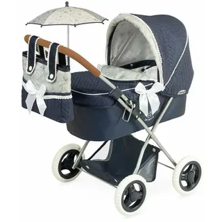 DE CUEVAS TOYS Vintage Puppenwagen mit Regenschirm Blau
