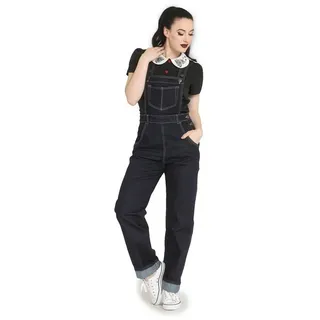 Hell Bunny Latzhose Elly May Denim Dungaree Blau Retro Vintage 50s Rockabilly blau XXL