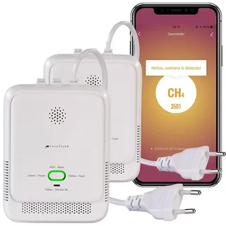 VisorTech 2er-Set Smarter Multi-Gasmelder für haushaltsübliche Gase, WLAN, App