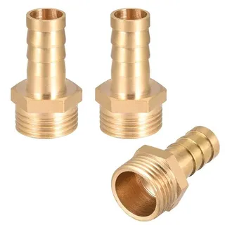 QZKJQDD 3 Stück 8 mm Messing Schlauchtülle Hose Barb Fittings, 1/4 Zoll Schlauchnippel Verbinder Messing, Rohr Adapter, Schlauchtülle für Wasser, Gas, Luft