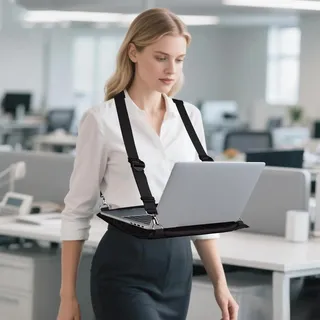 Sinbana Tragbarer Laptop Tragegurt, Verstellbarer Laptopständer mit Ergonomischen Gurten für 40,6 cm Laptops Tablets und E-Reader für die Arbeit im Freien