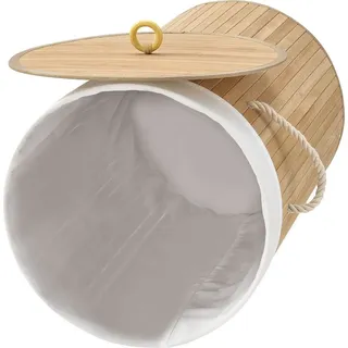 Juskys Bambus Wäschekorb Curly-Round – Natur