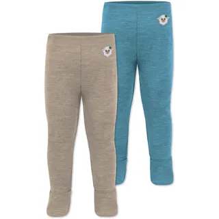 normani Outdoor Sports Normani, Outdoor Sports 2er Pack Baby Merino Unterhose mit Füßen in Blau/Beige | Gr.: 68 Blau, Beige, 68