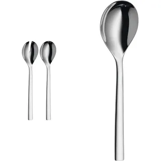 WMF Nuova Salatbesteck 30 cm, groß, Salatgabel und Servierlöffel, Cromargan Edelstahl poliert, spülmaschinengeeignet & Nuova Servierlöffel 25 cm, Cromargan Edelstahl poliert, spülmaschinengeeignet
