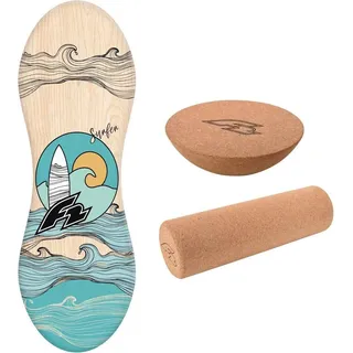 F2 Balance Board Peanut 86x32cm + Halbkugel und Korkrolle braun NO SIZE
