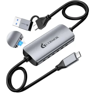 Guermok USB3.0 Video Capture Karte mit PD 100W, 4K HDMI zu USB-A/C, 2K@30Hz & 1080P@60Hz für Konsolen- & Handheld-Spiele auf Tablet & VR, Kompatibel mit Switch,PS, PC