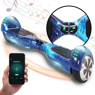 ROBWAY W1 Hoverboard für Erwachsene und Kinder, 6,5 Zoll, Self-Balance, Bluetooth, App, 700 Watt, LEDs (Space Blue 2.0)
