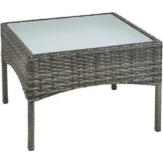 Estexo Polyrattan Beistelltisch Rattan Tisch Gartentisch Balkontisch Garten Möbel Glas
