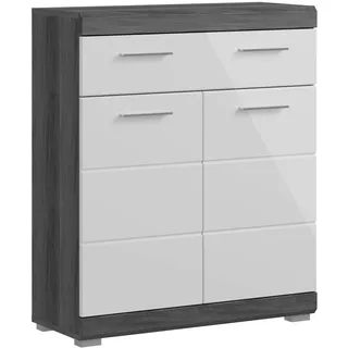 xonox.home Standschrank 74 cm x 88 cm x 31 cm Weiß-Rauchsilber