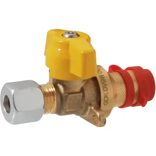 GOK Kupplungsventil mit Flansch RVS8 x Steckkupplung, Koppelventil aus Messing, verwendbar bis 5 Bar, manipulationssicher, DVGW-zertifiziert