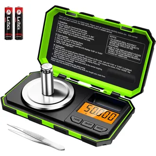 ORIA Digital Feinwaage, 50g/0,001g Milligramm Waage, Mini Taschenwaage mit 50g Kalibriergewichte & Pinzetten, Tara Funktion, 6 Gewicht Einheit, für Küche, Experimenten, Schmuck