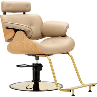 Friseurstuhl Ankara hydraulisch drehbar mit Fußstütze - Friseursessel für Friseursalon & Barber Shop - Beige