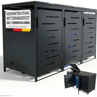 Juskys Mülltonnenbox Arel 3er 197 x 116 x 80 cm Anthrazit