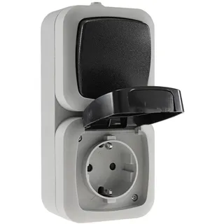 ChiliTec Feuchtraum Kombi-Schalter/Steckdose IP44 250V/10/16A grau