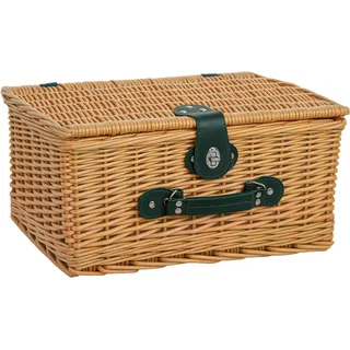 Outsunny Picknickkorb aus Weidenholz Picknickkoffer für 2 Personen mit Isoliert Kühlfach Besteck Set, Picknick Set Komplettset für Camping Strand Weihnachten Hellbraun   Aosom