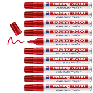 edding 3000 Permanentmarker rot 1,5 - 3,0 mm, 10 St.