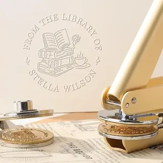 Ex Libris Book Embosser Coffee - From The Library of Embosser Stamp, Custom Book Stamp, Gift for Book Lovers
