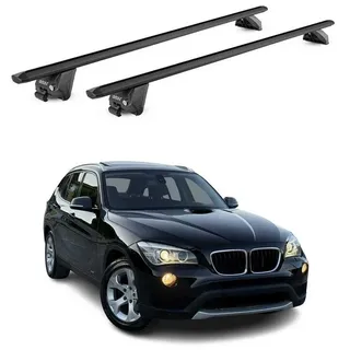 Aurilis OMAC Dachträger Aluminium TÜV geprüft für BMW X1 E84 F48 2009-2022 – Für integrierte Dachreling – T Nut – Max 100 kg – 2 Schlösser Schwarz