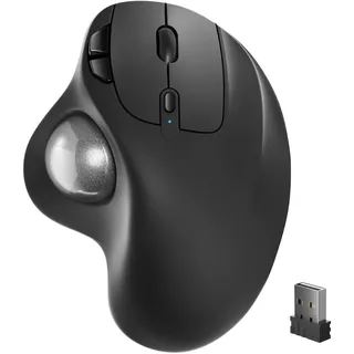 Nulea M501 Trackball Ergonomisch Wiederaufladbar Daumenbedient Präzise 3 Geräte via Bluetooth/USB für PC/Laptop/Mac/Windows (Bright Silver)