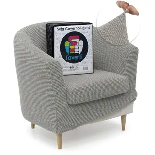 FAVERTI Club-Sesselbezug mit Sitzbezug, sehr elastisch, kompatibel mit den Sesseln von IKEA TULLSTA und Bakla, Modell Novelle, Hellgrau, hochwertiger Jacquard-Stoff, Baumwolle