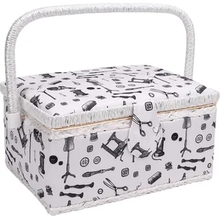Nähkorb, Nähset-Aufbewahrungsbox mit abnehmbarem Tablett, Nadeln, Fäden, Stifte, Scheren, Aufbewahrungsbox für Stickerei, Heimwerkerbedarf, Anfänger