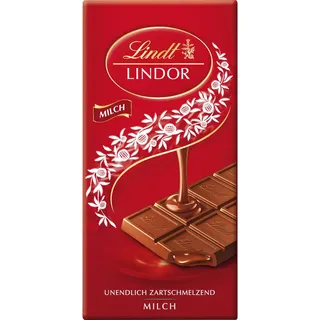 Lindt Schokolade | LINDOR Tafel Milch | 100g | feinste Vollmilch-Schokolade mit zartschmelzender Füllung | Schokoladen-Tafel