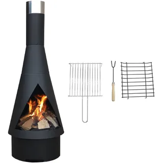 Yerd Gartenkamin Terrassenofen 125cm Black-Stahl Terrassenkamin Grill Edition