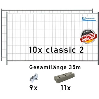 Bauzaun Set / Paket | 10 Stk classic 2 mit Betonfüßen