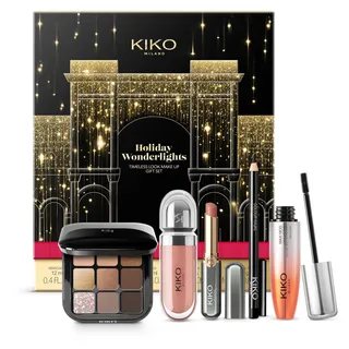 KIKO Milano Holiday Wonderlights Timeless Look Makeup Gift Set, Make-Up-Geschenkset: Kajal, Volumen-Mascara, Lidschattenpalette, Lippenstift Und Lipgloss